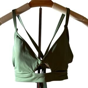 Shade & Shore Women's Green Longline Cut Out Bikini Top - Size 38D - NWT